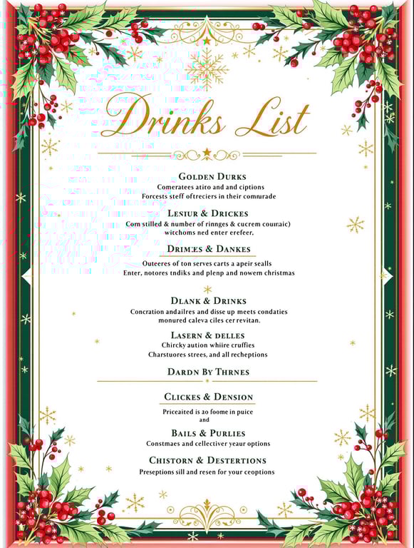 Elegant Christmas Drinks Menu
