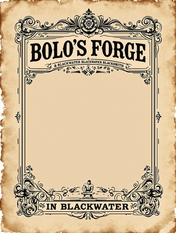 Advertisement for Bolo's Forge & Blackwater Blacksmith