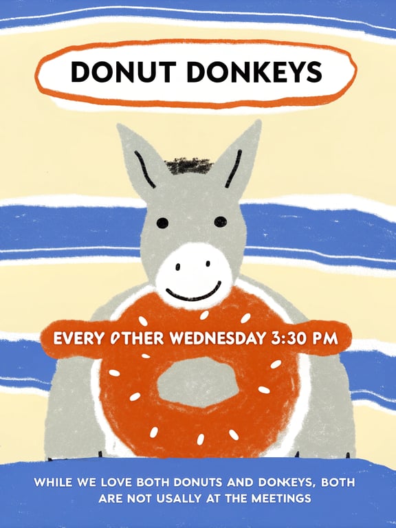 Charming Church Gathering Poster: Donut Donkeys