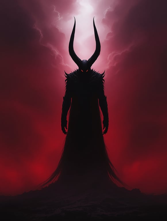 Haunting Silhouette Against a Blood-Red Sky