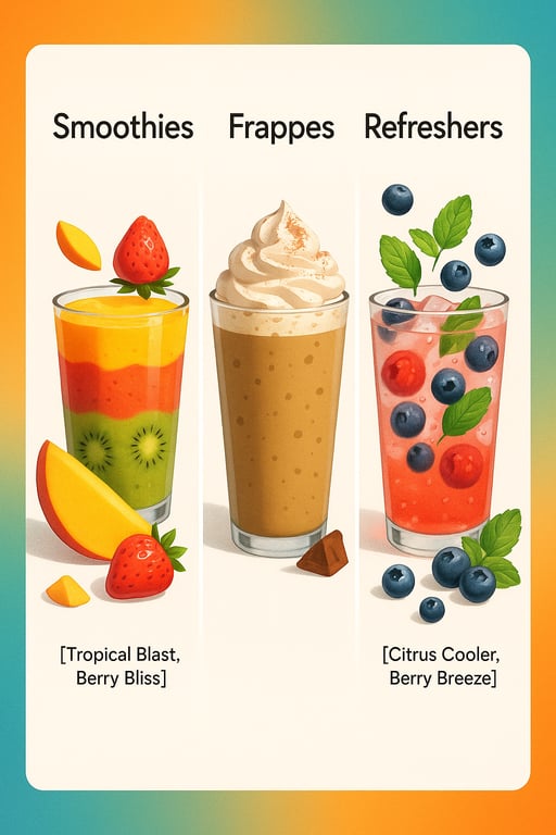 Sippin' into Flavor: Smoothies, Frappes & Refreshers!