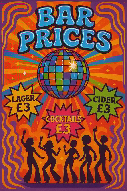 Groovy 70's Bar Menu