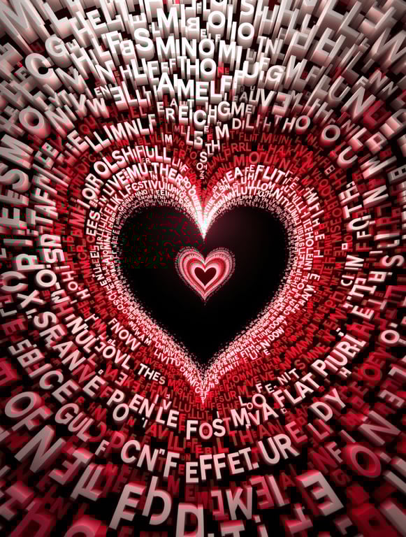 Falling Letters Heart Composition