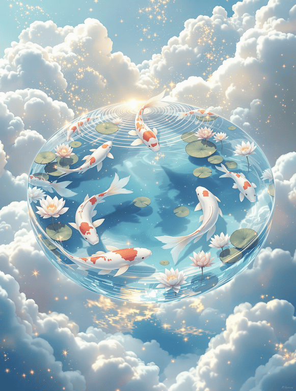 Dreamy Koi Pond in the Sky