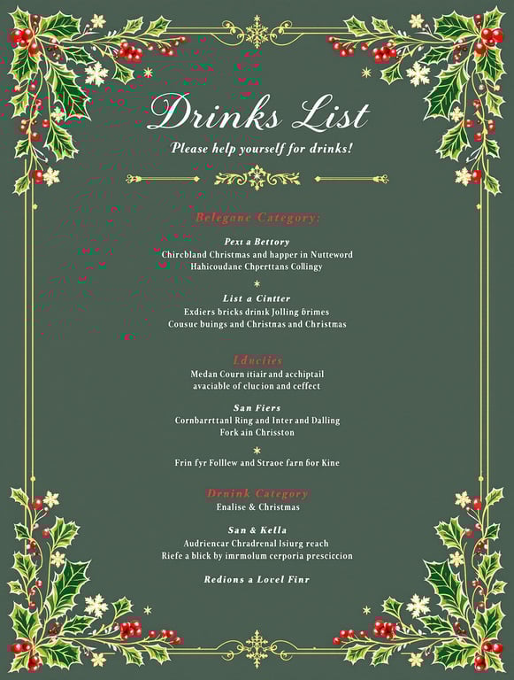 Festive Christmas Drinks Menu