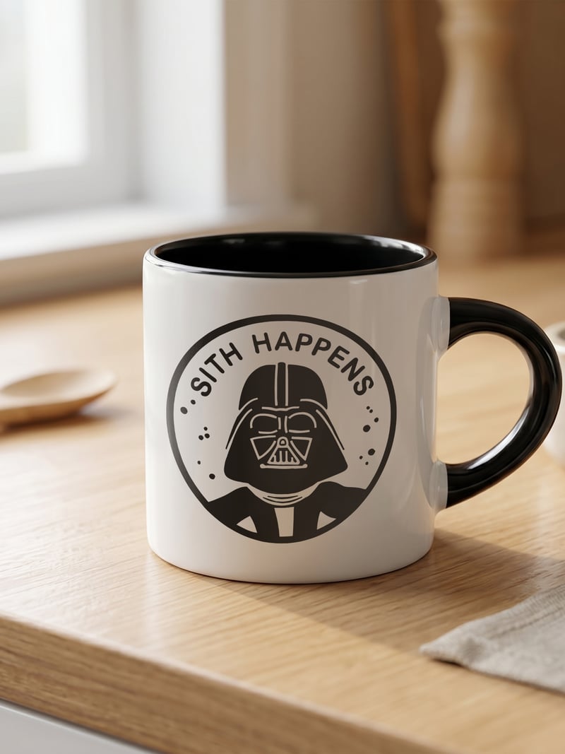 Star Wars 180 ml Beyaz Siyah Kahve Kupası