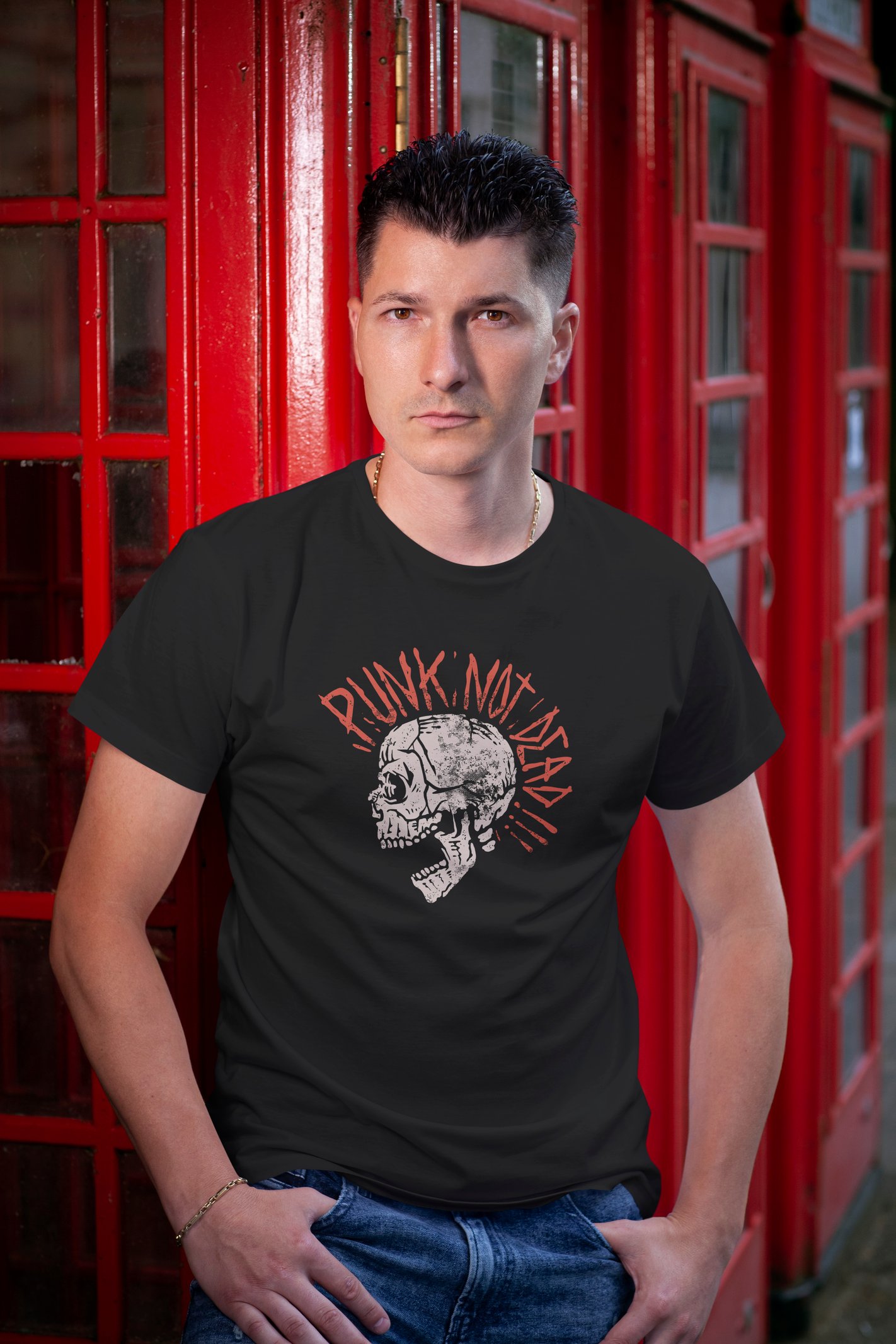Punk Not Dead Dijital Baskı  Unisex Siyah T-Shirt