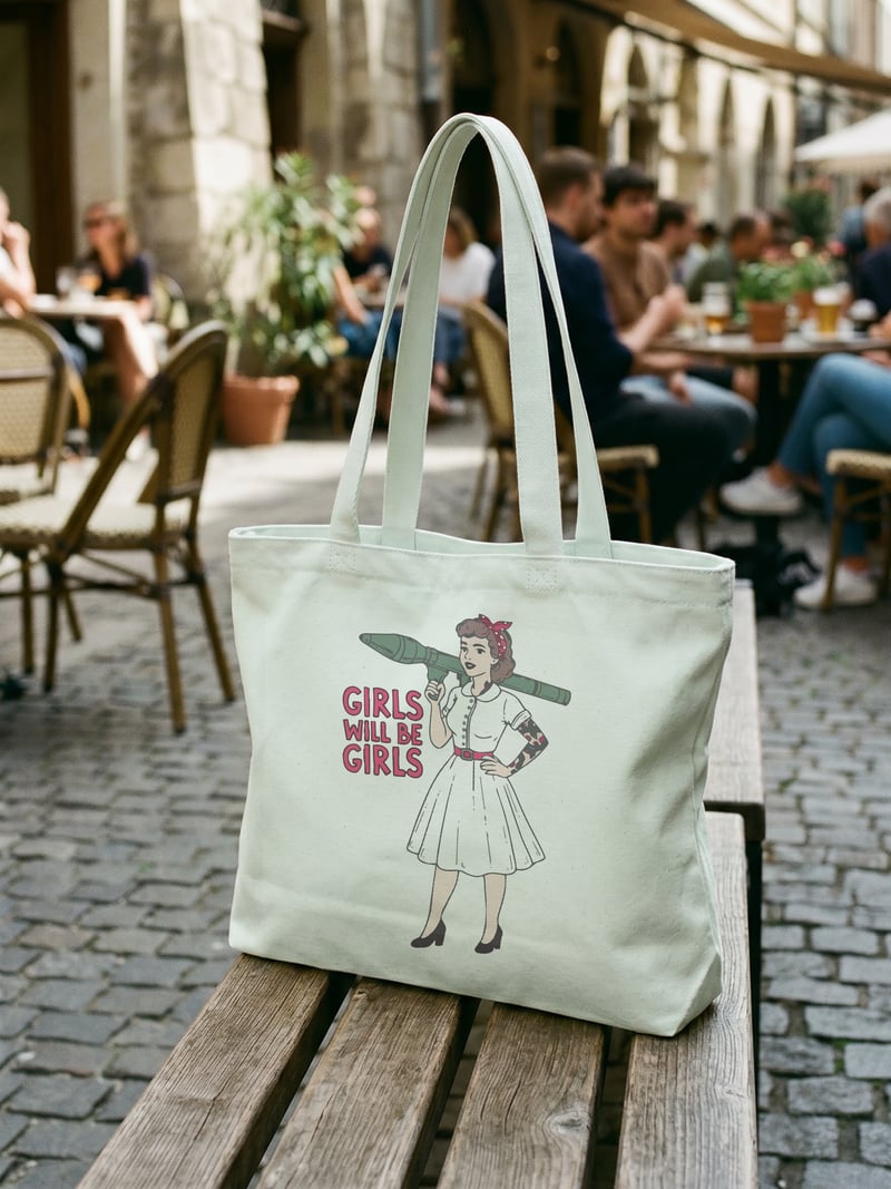 Girls Will be Girls Kanvas Astarlı Fermuarlı Omuz Çantası