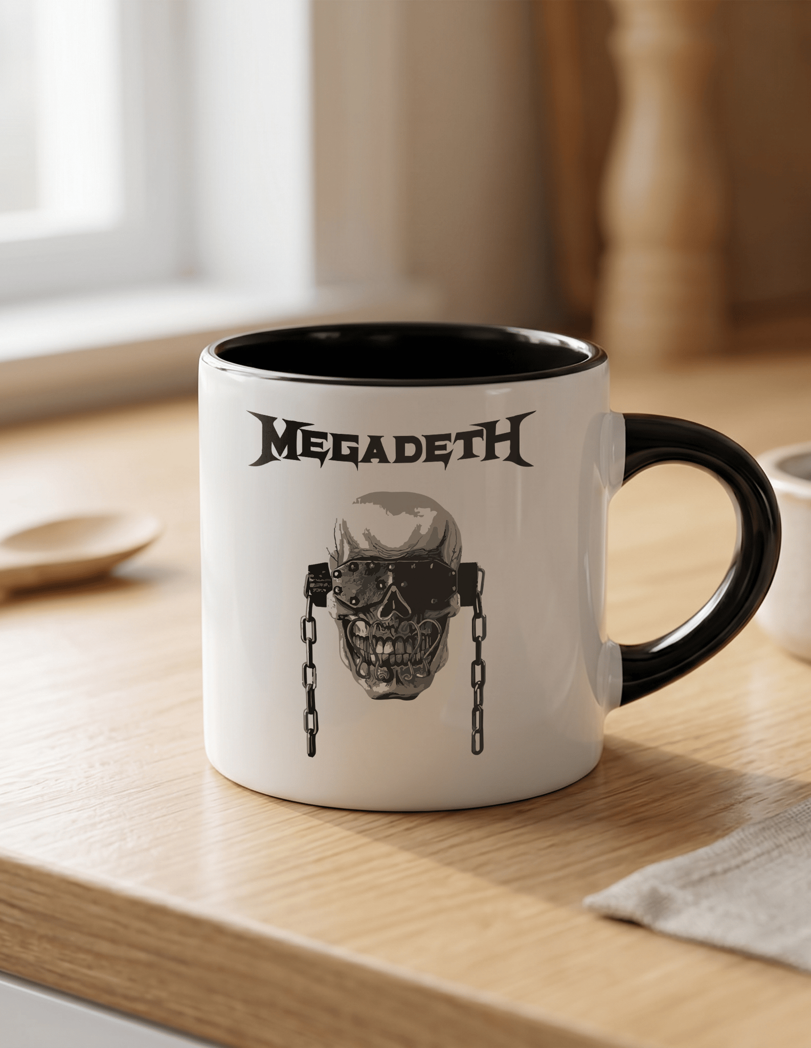 Megadeth 180 ml Beyaz Siyah Kahve Kupası