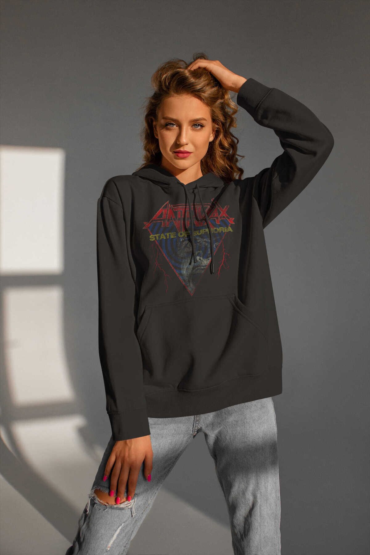 Anthrax Dijital Baskı Kapüşonlu Unisex Sweatshirt