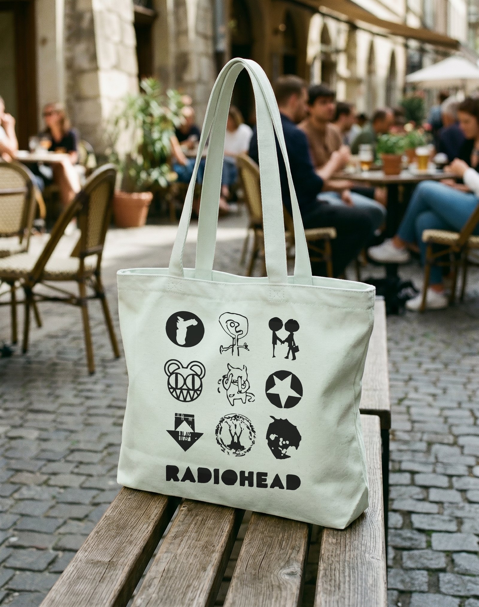 Radiohead Fermuarlı Astarlı Körüklü Kanvas Çanta 35 x 40 cm