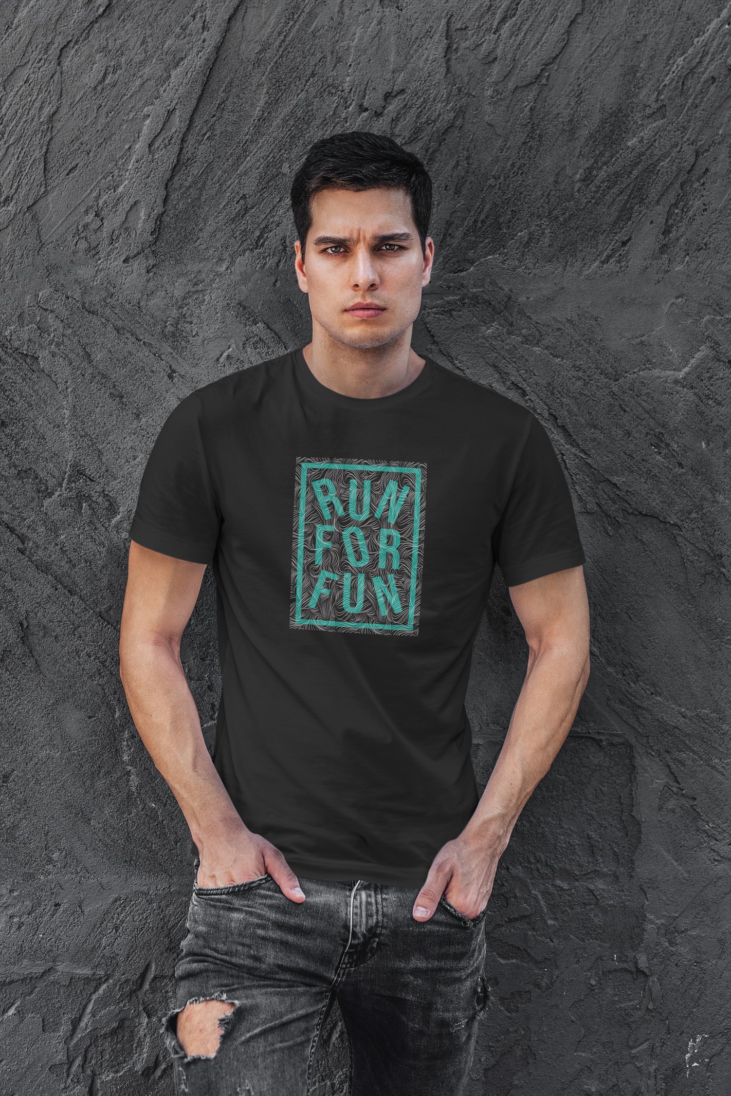 Run for Fun Dijital Baskı Siyah Unisex Tişört
