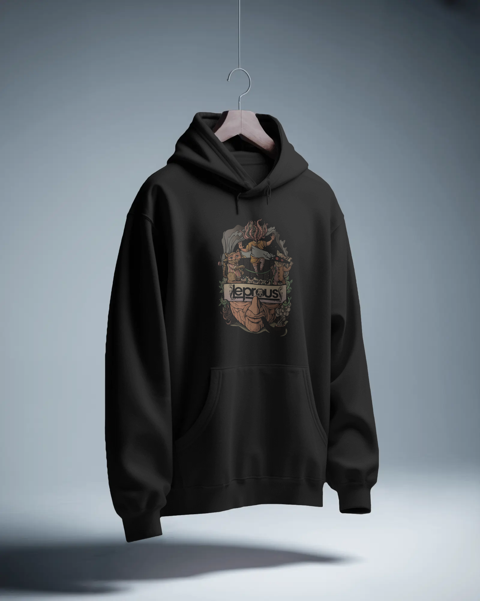 Leprous Siyah Kapüşonlu Sweatshirt