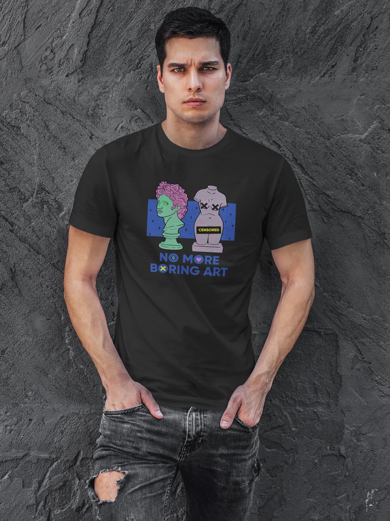 Boring Art Dijital Baskı Siyah Unisex Tişört