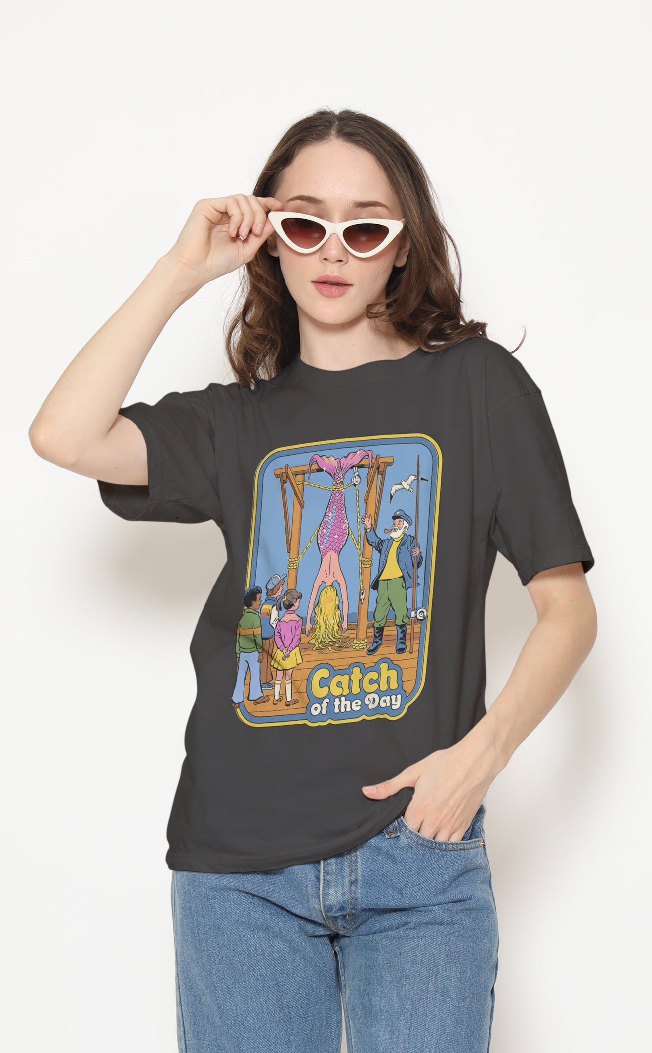 Cat Fish Dijital Baskı Unisex Tişört