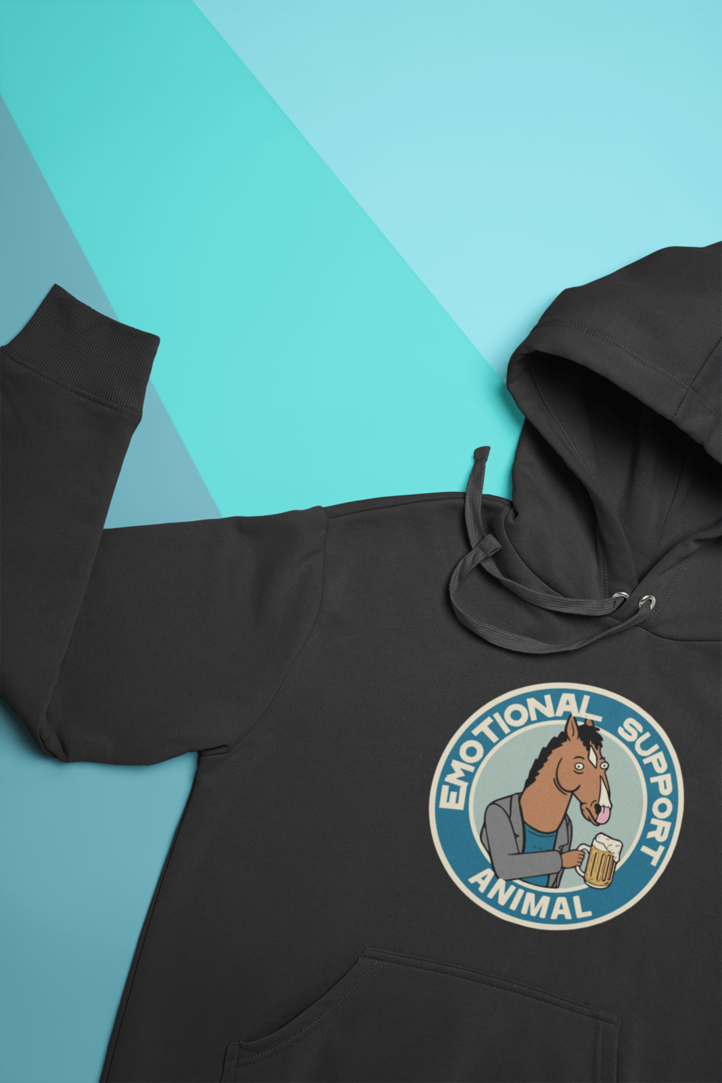 Bojack Horseman Unisex Siyah Kapüşonlu Sweatshirt