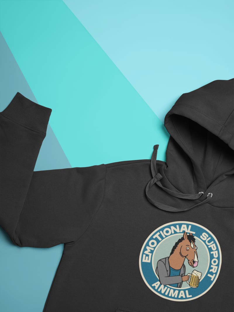 Bojack Horseman Unisex Siyah Kapüşonlu Sweatshirt
