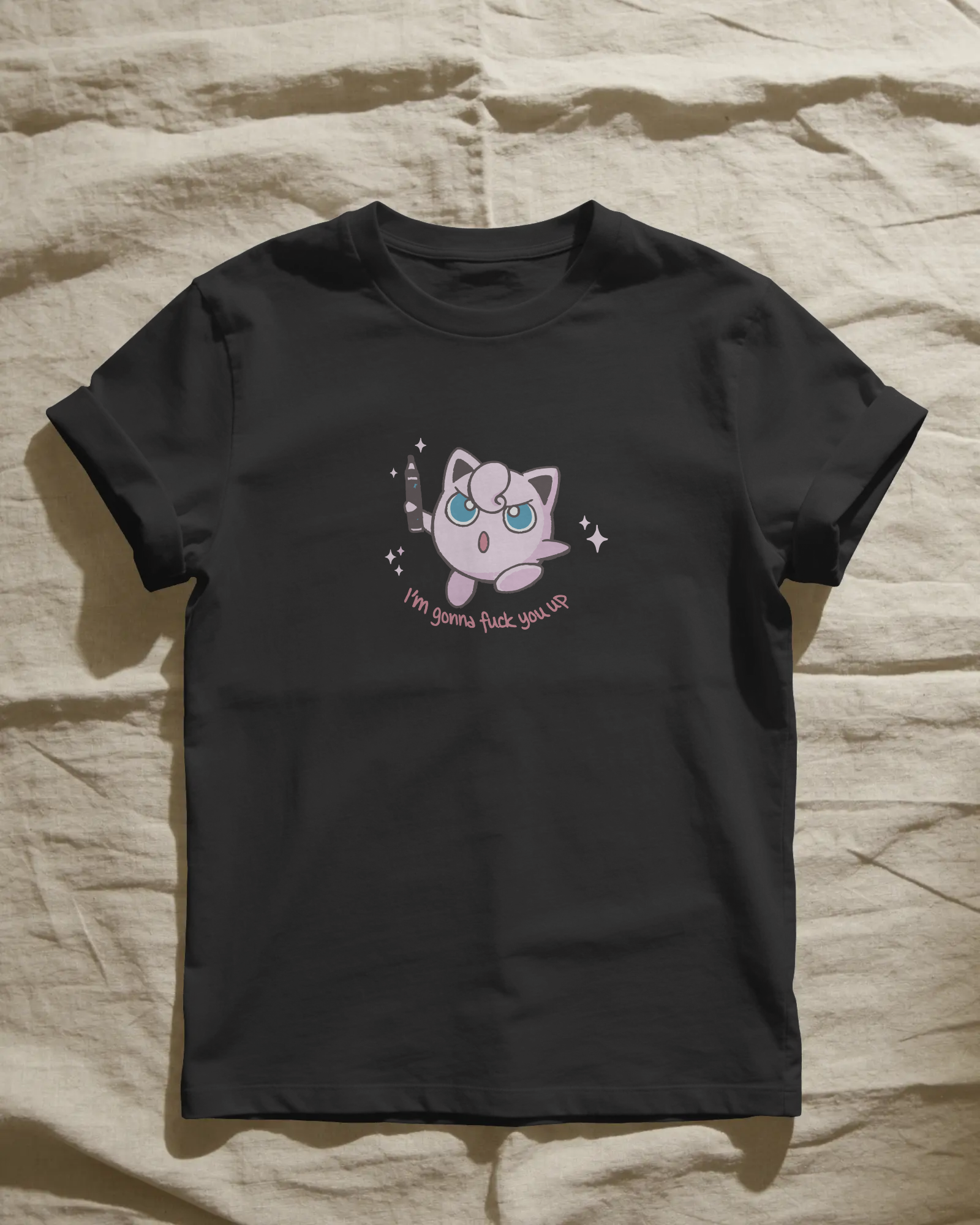 Jigglypuff Gonna F*ck You Up Unisex Siyah Tişört