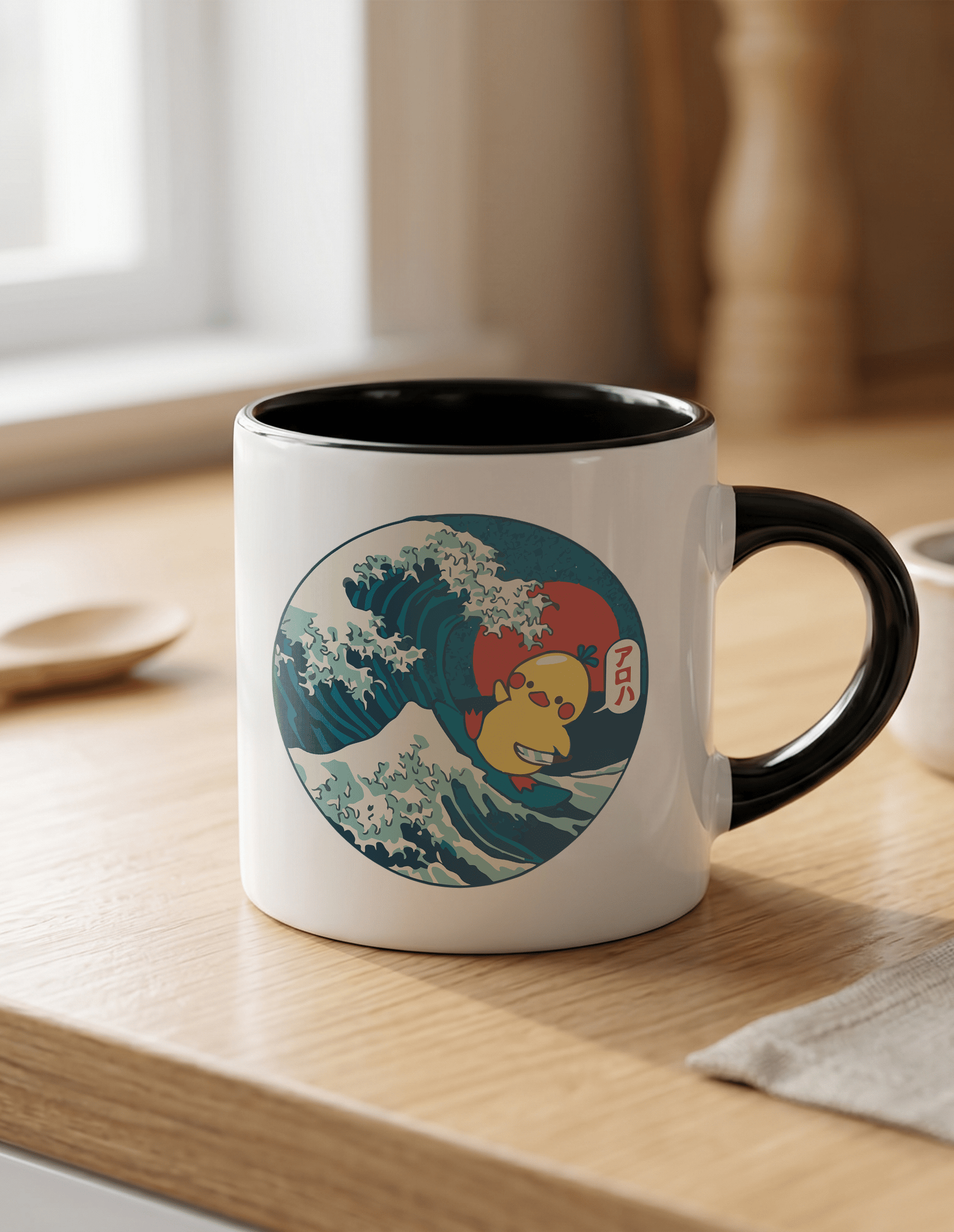 Kanagawa Duck 180 ml Beyaz Siyah Kahve Kupası