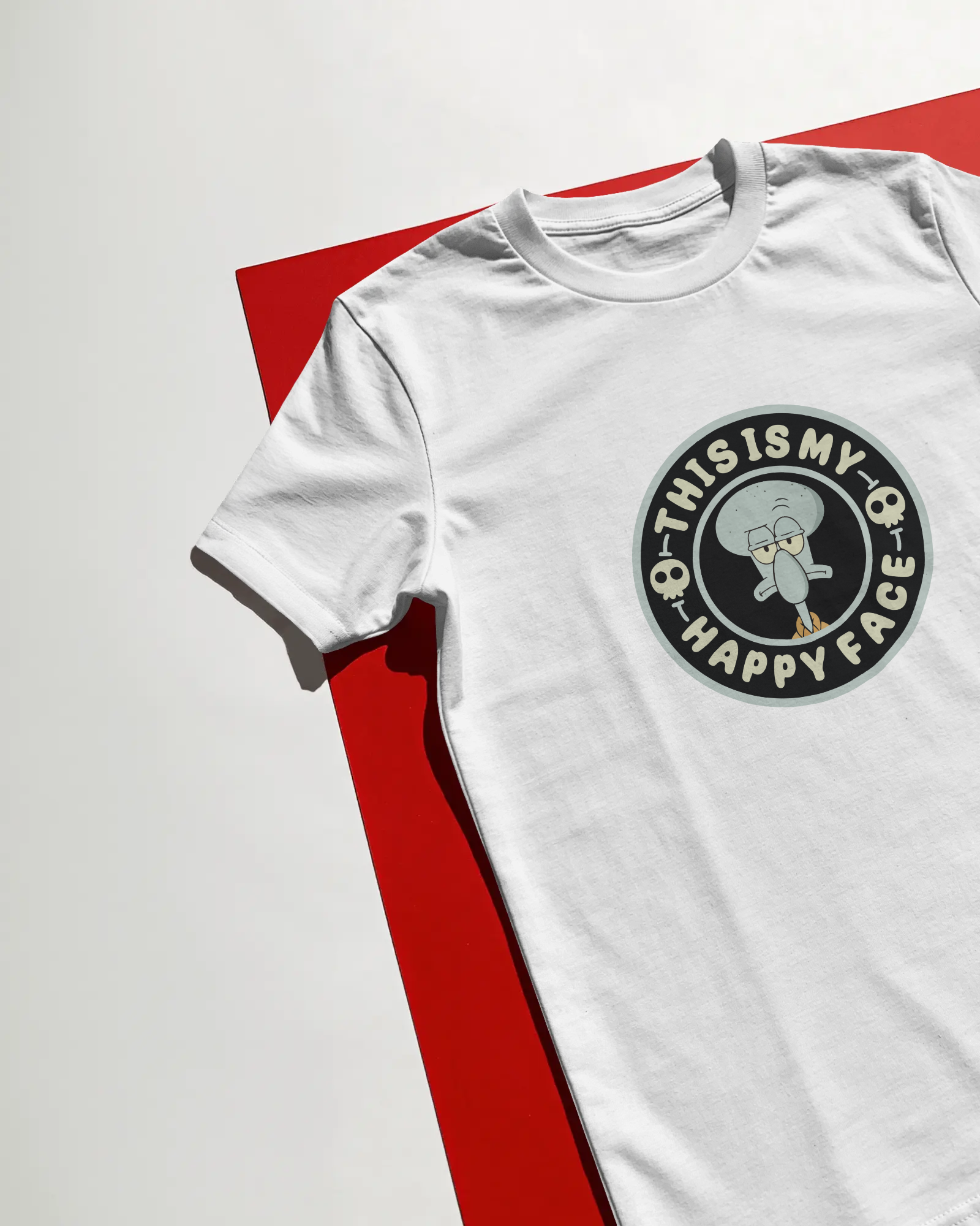 Happy Face Spongebob Squarepants Unisex Beyaz Tişört