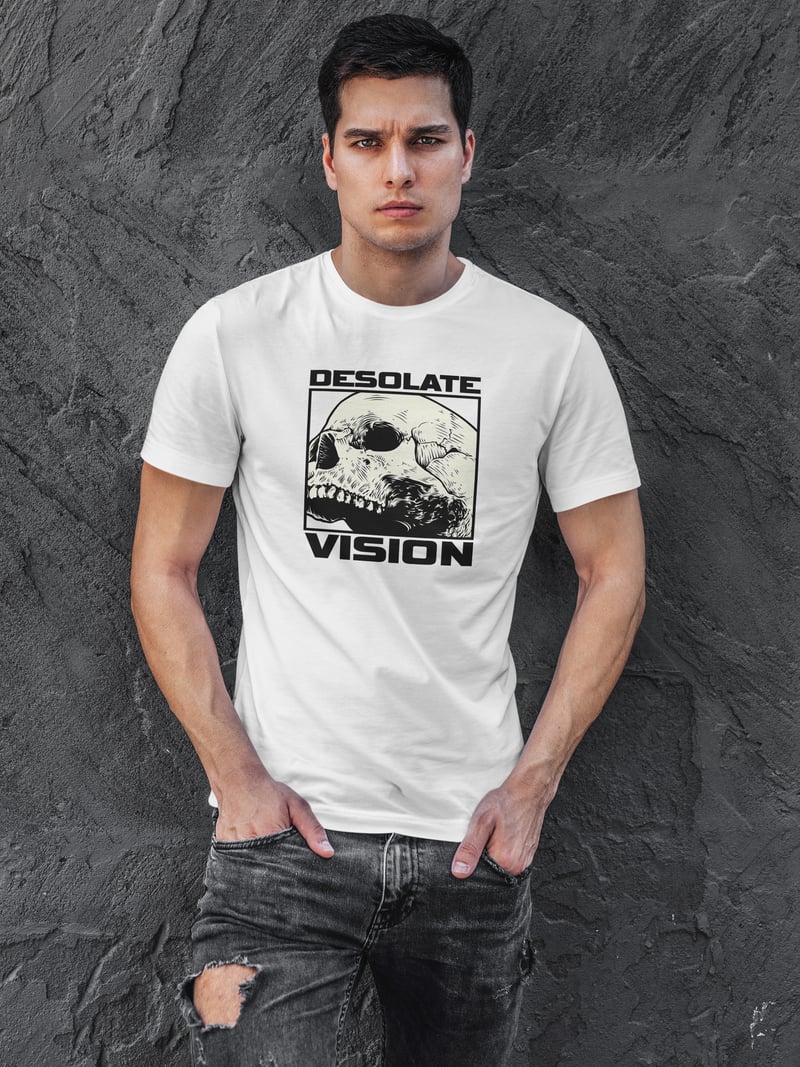 Desolate Dijital Baskı Beyaz Unisex Tişört