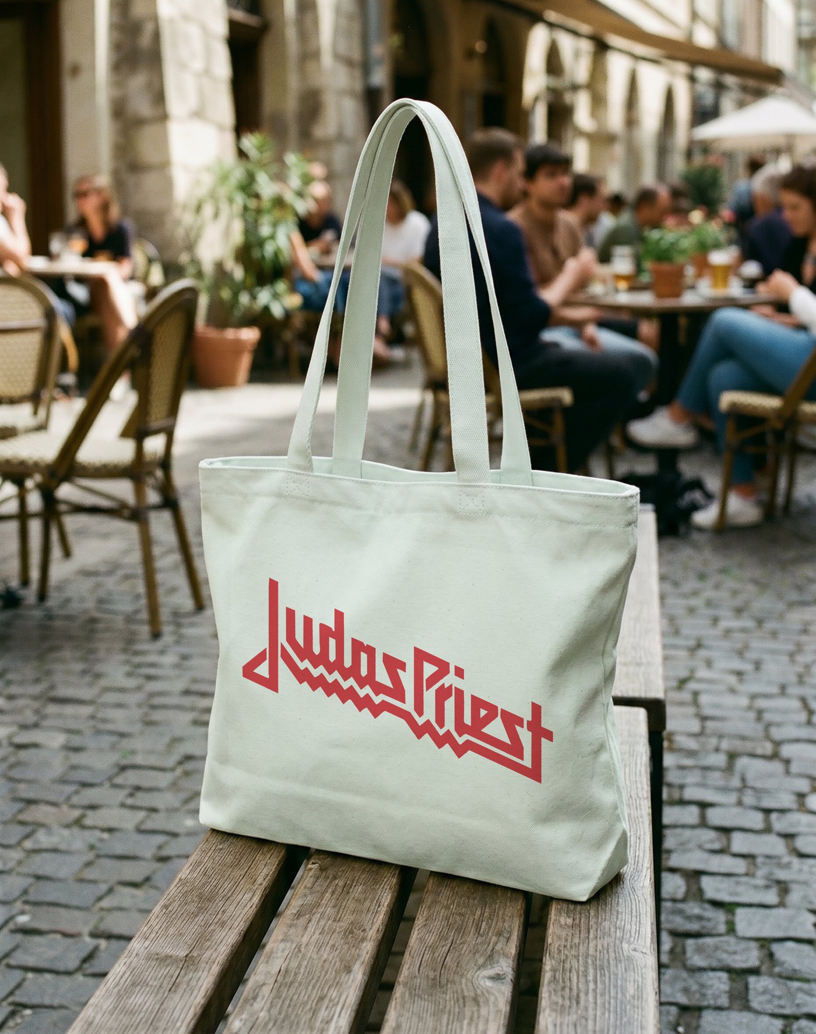 Judas Priest Fermuarlı Astarlı Körüklü Kanvas Çanta 35 x 40 cm