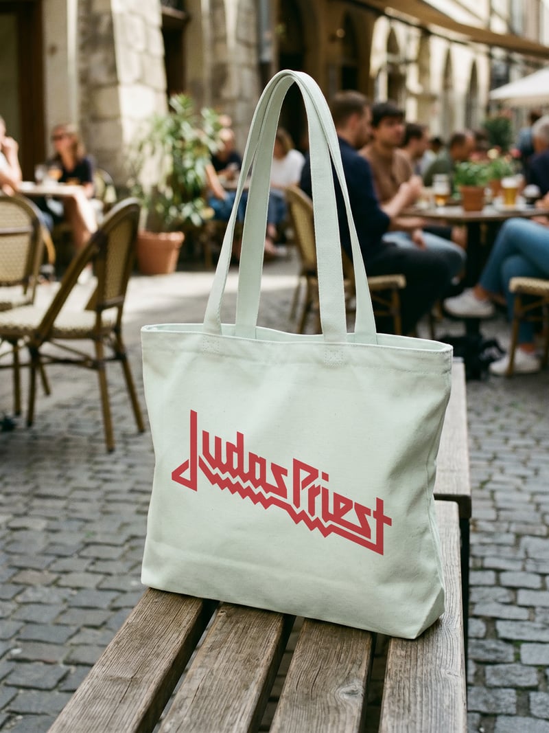 Judas Priest Fermuarlı Astarlı Körüklü Kanvas Çanta 35 x 40 cm