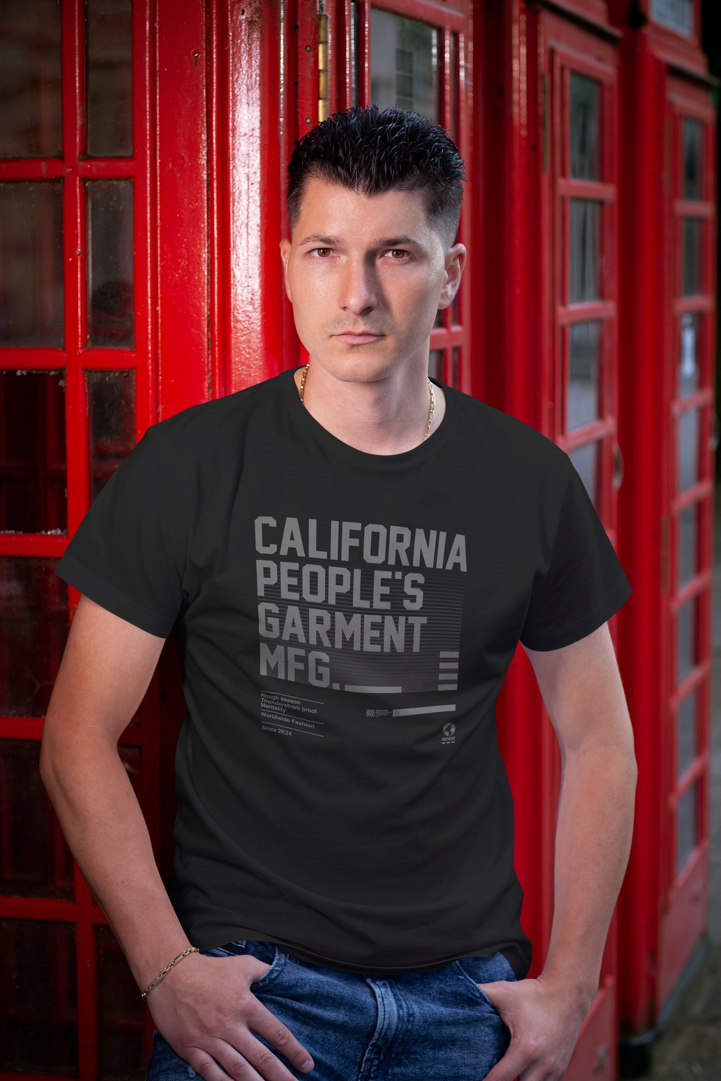 California Dijital Baskı  Unisex Siyah T-Shirt