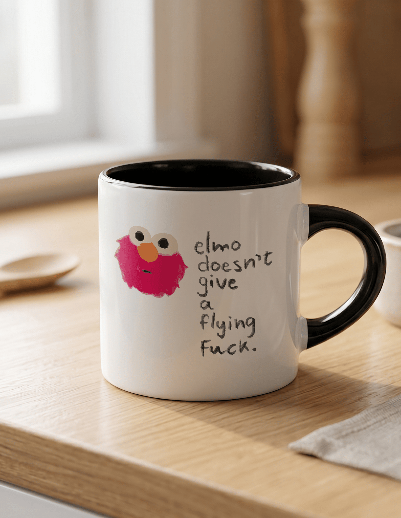 Elmo 180 ml Beyaz Siyah Kahve Kupası