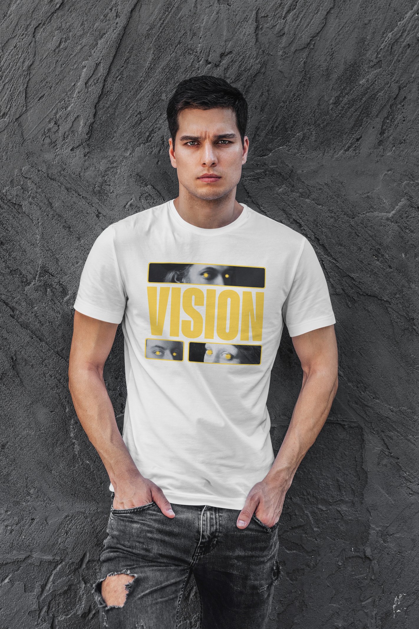 Vision Dijital Baskı Beyaz Unisex Tişört