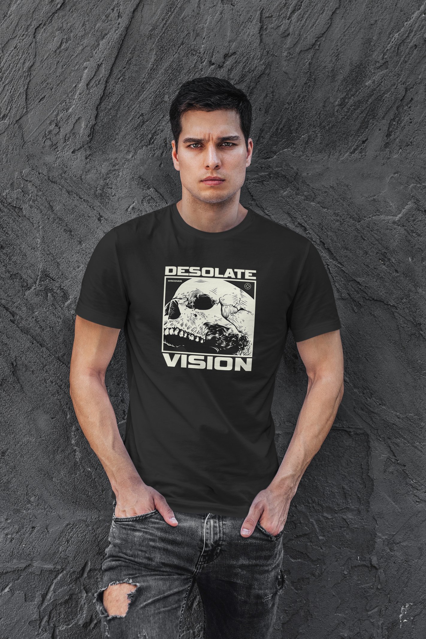 Desolate Dijital Baskı Siyah Unisex Tişört