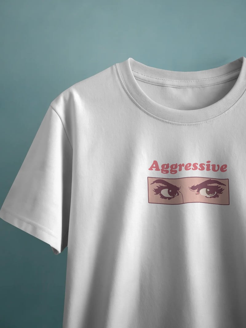Aggressive Unisex Beyaz Tişört