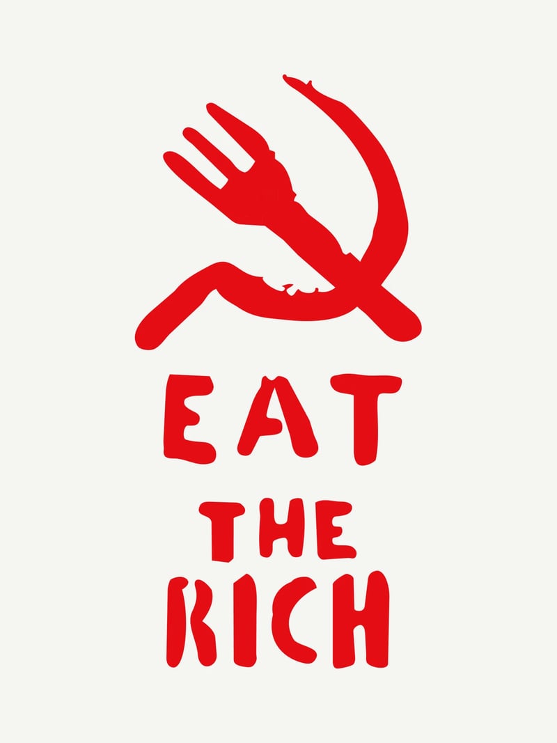 Eat the Rich baskısının kendisi, ürün üzerinde değil