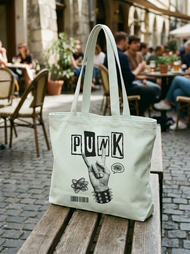 Punk Fermuarlı Astarlı Körüklü Kanvas Çanta 35 x 40 cm