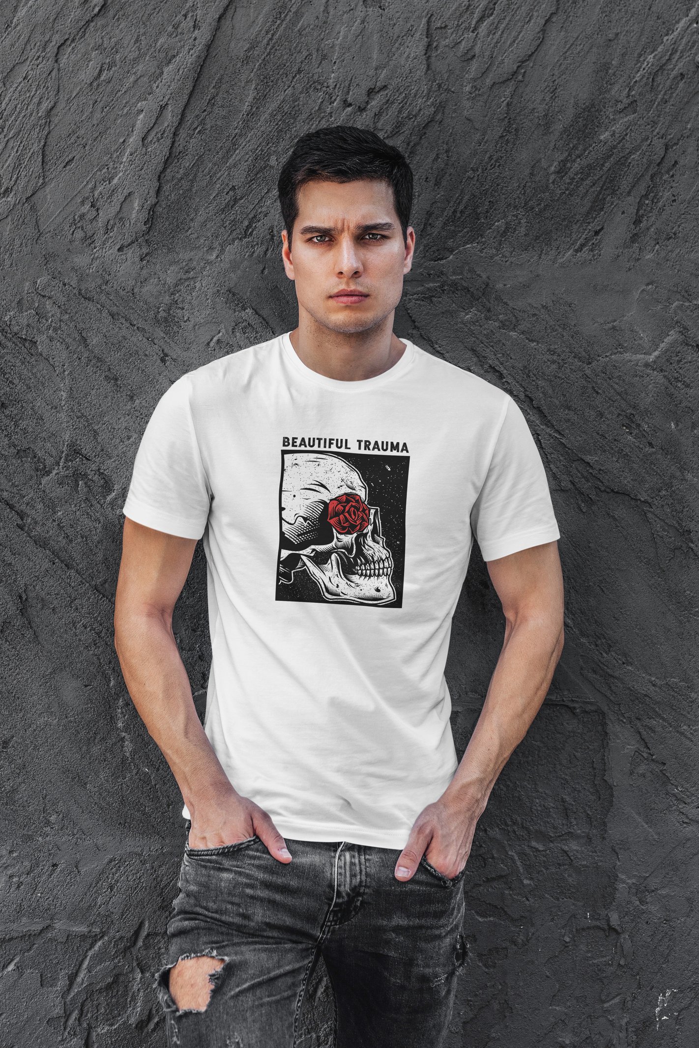Beautiful Trauma Dijital Baskı Beyaz Unisex Tişört