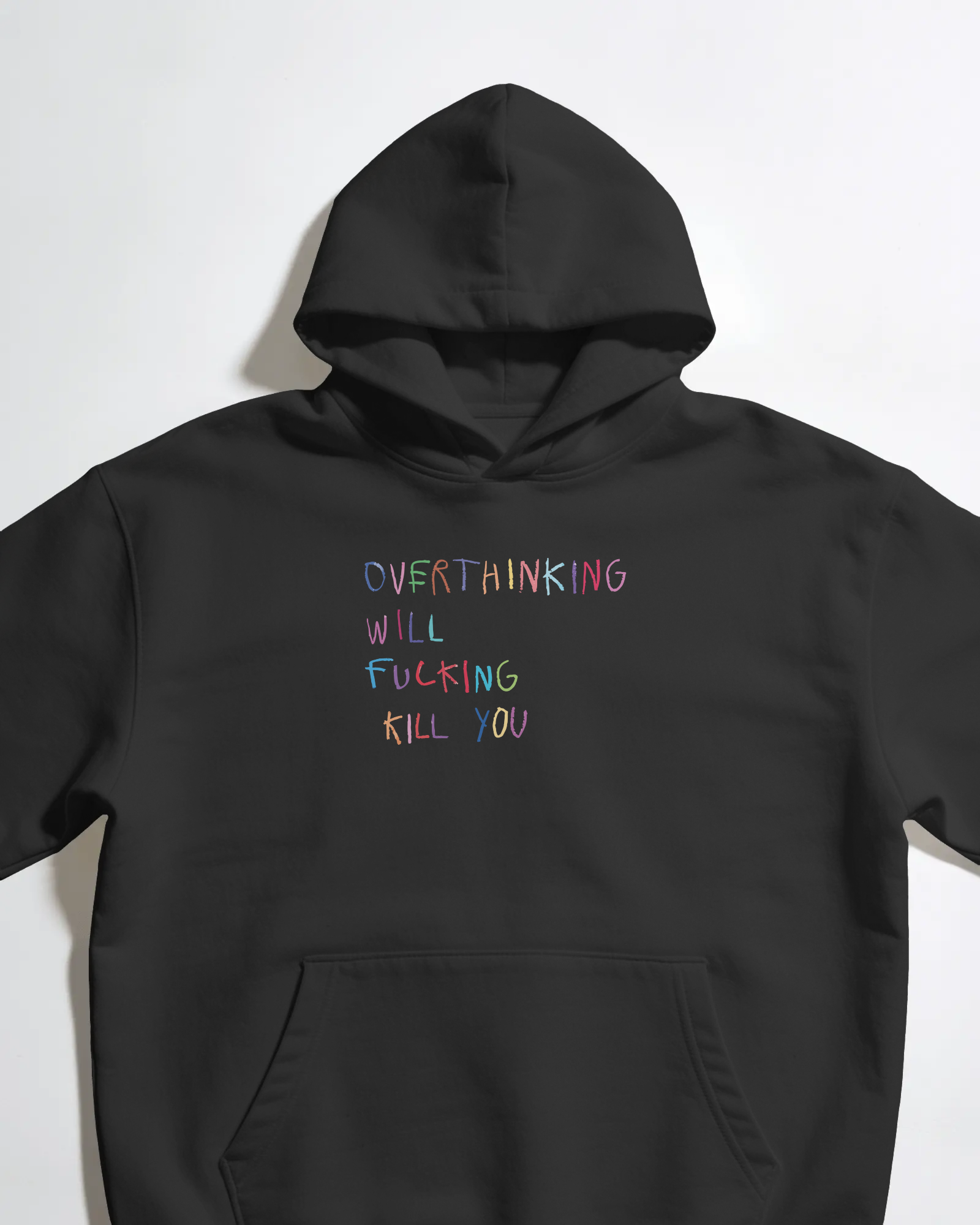 Overthinking Siyah Kapüşonlu Sweatshirt