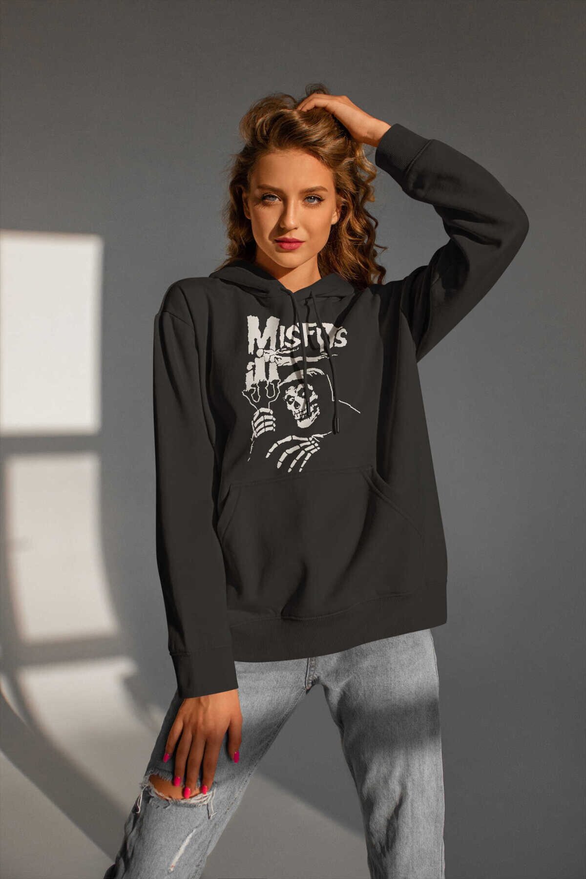 Misfits Kafatası Kapüşonlu Sweatshirt