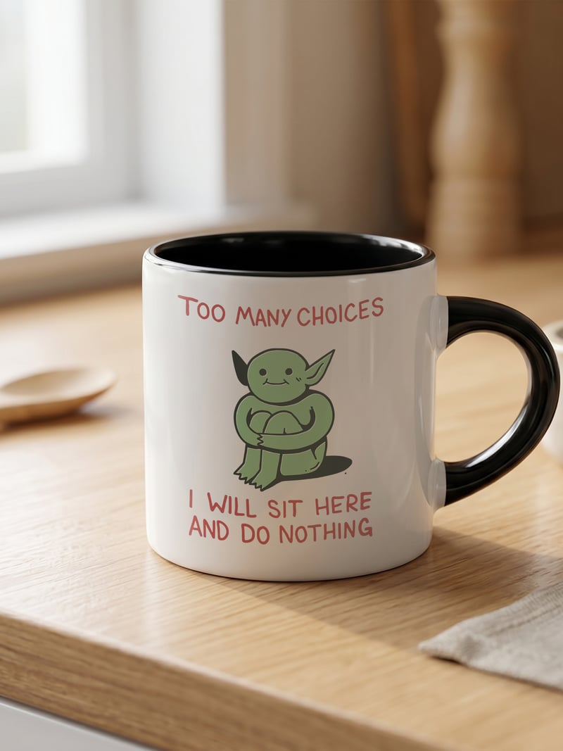 Too Many Choices 180 ml Beyaz Siyah Kahve Kupası