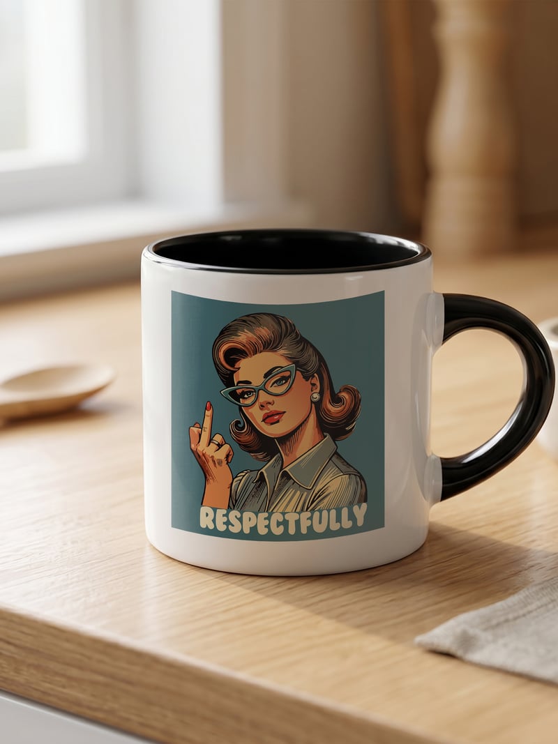 Respectfully 180 ml Beyaz Siyah Kahve Kupası