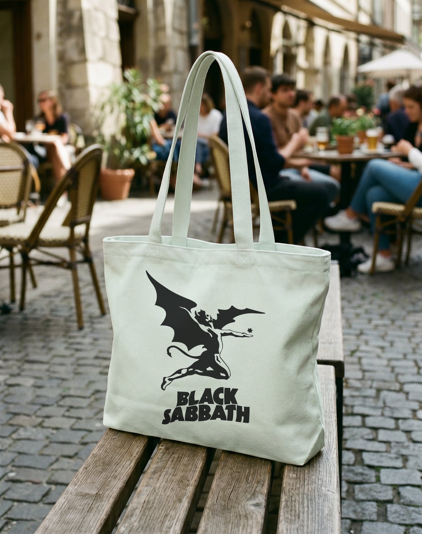Black Sabbath Fermuarlı Astarlı Körüklü Kanvas Çanta 35 x 40 cm