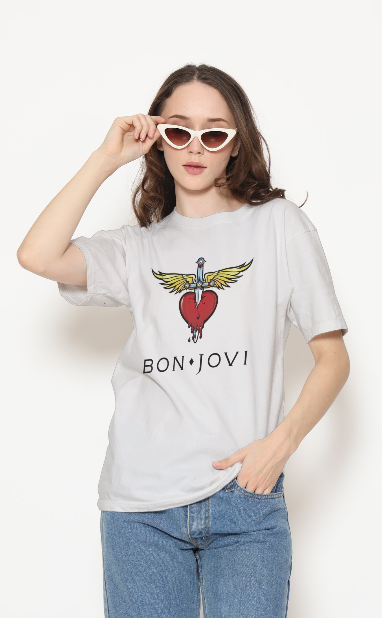 Bon Jovi Unisex Beyaz Tişört