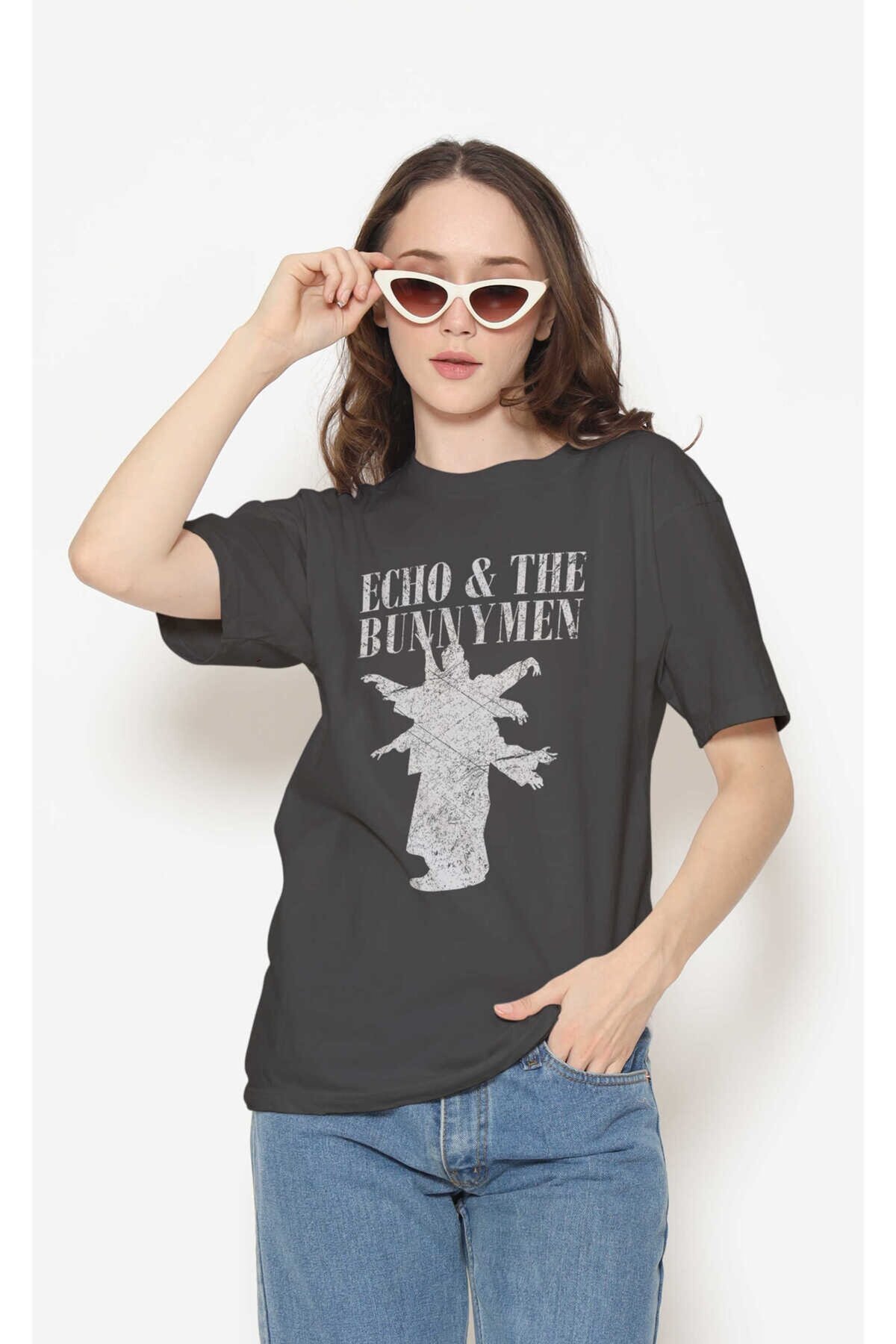 Echo & The Bunnymen Dijital Baskı Siyah Unisex Tişört