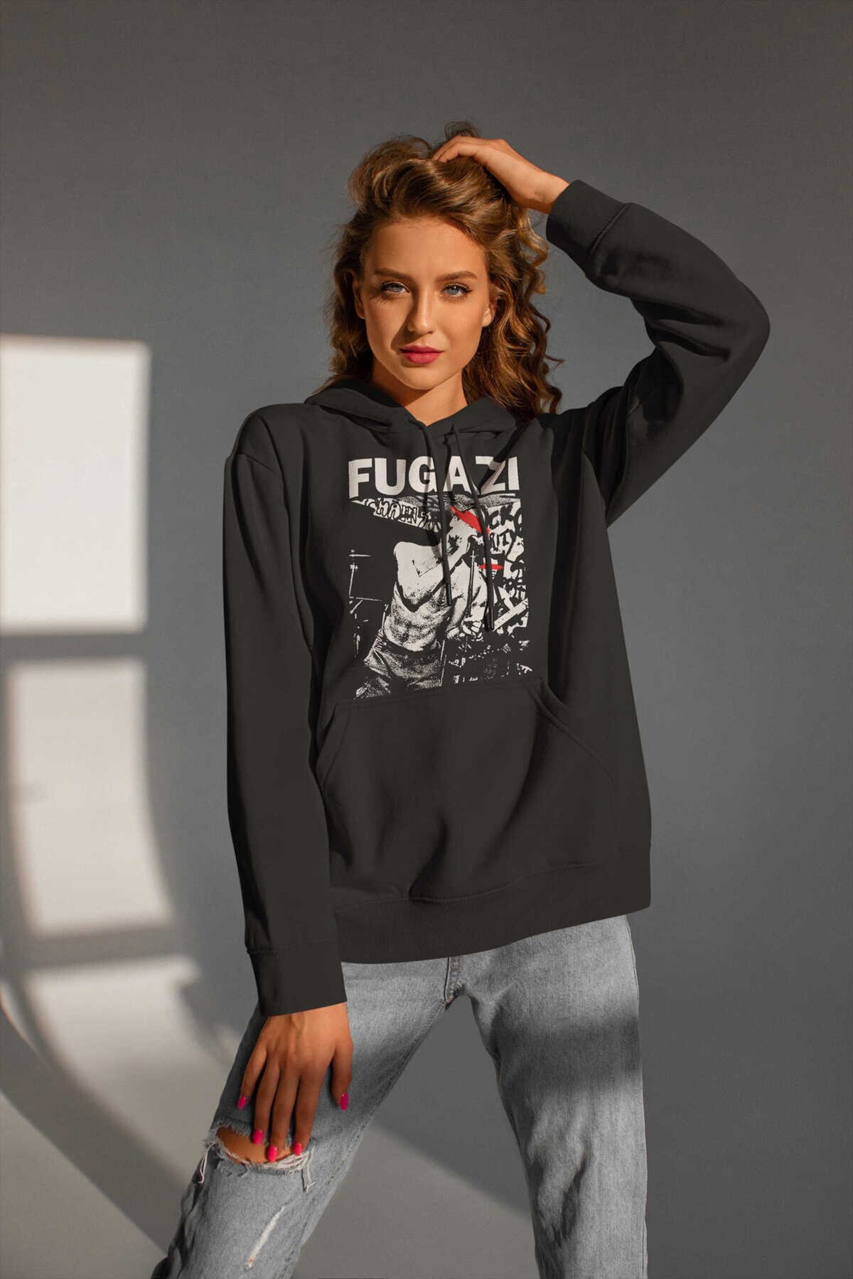 Fugazi Dijital Baskı Kapüşonlu Unisex Sweatshirt