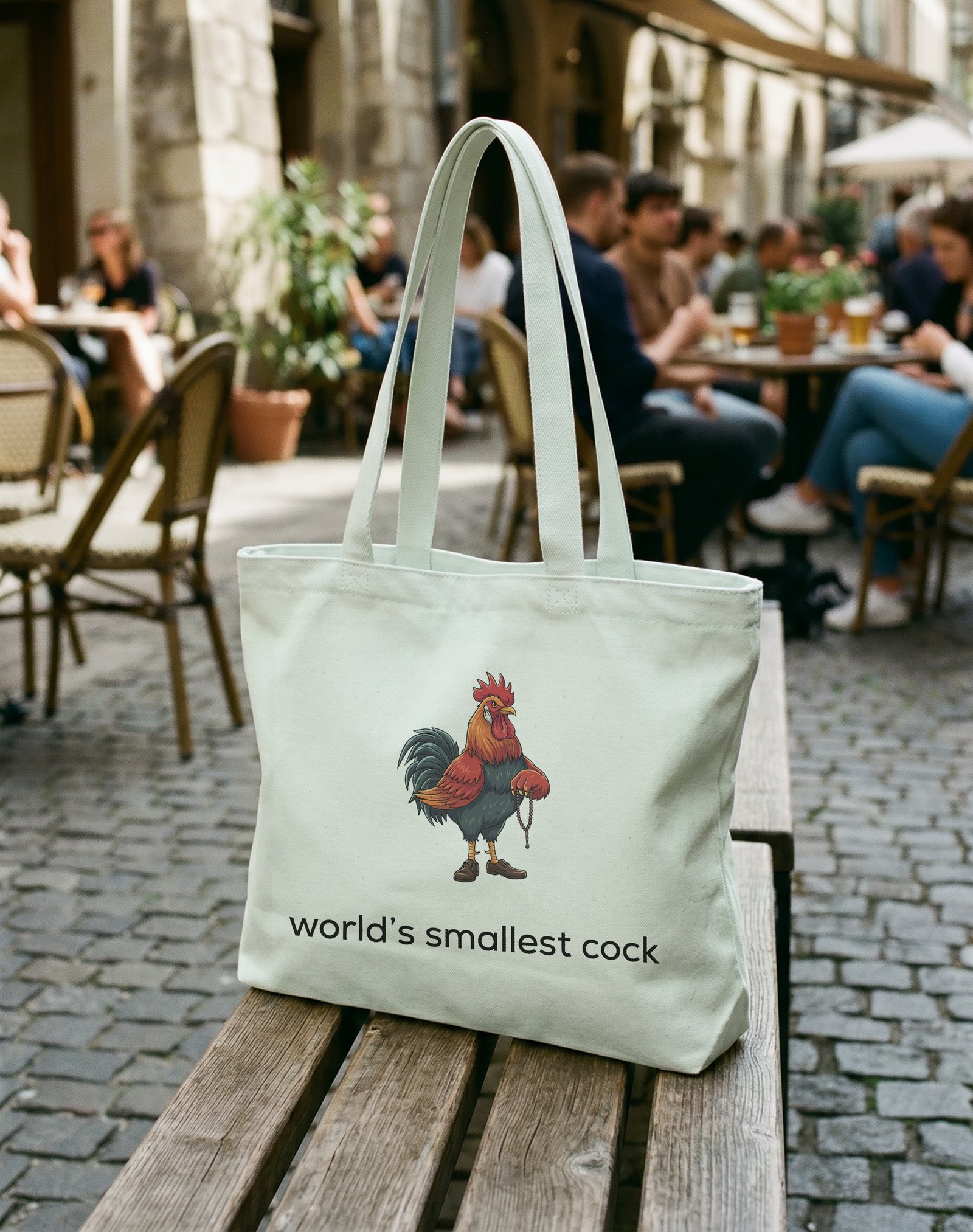 Smallest Cock Kanvas Astarlı Fermuarlı Omuz Çantası