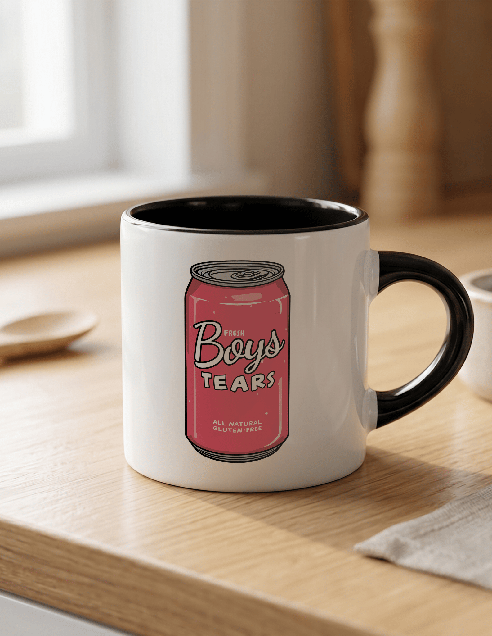 Boys Tears 180 ml Beyaz Siyah Kahve Kupası