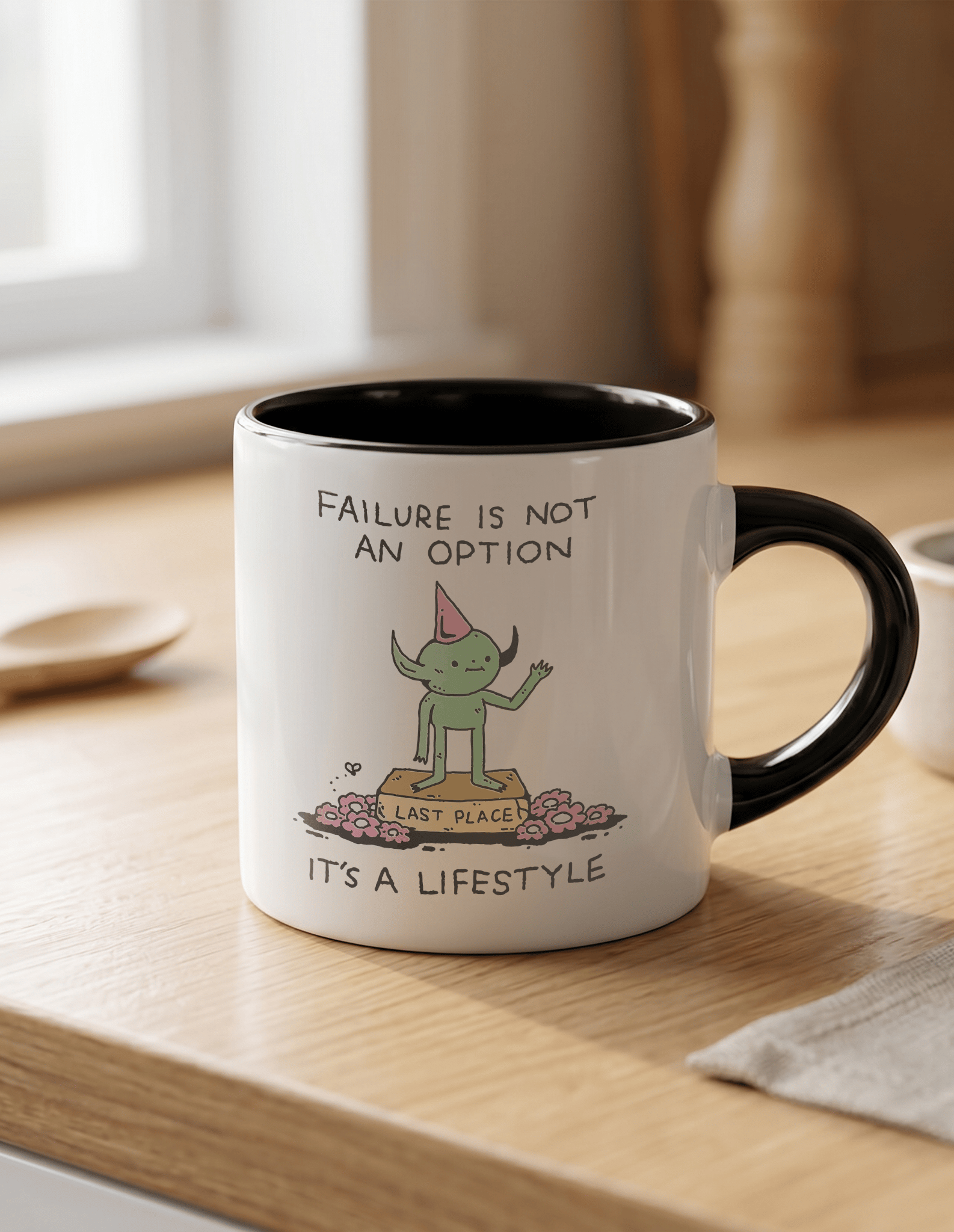 Failure 180 ml Beyaz Siyah Kahve Kupası