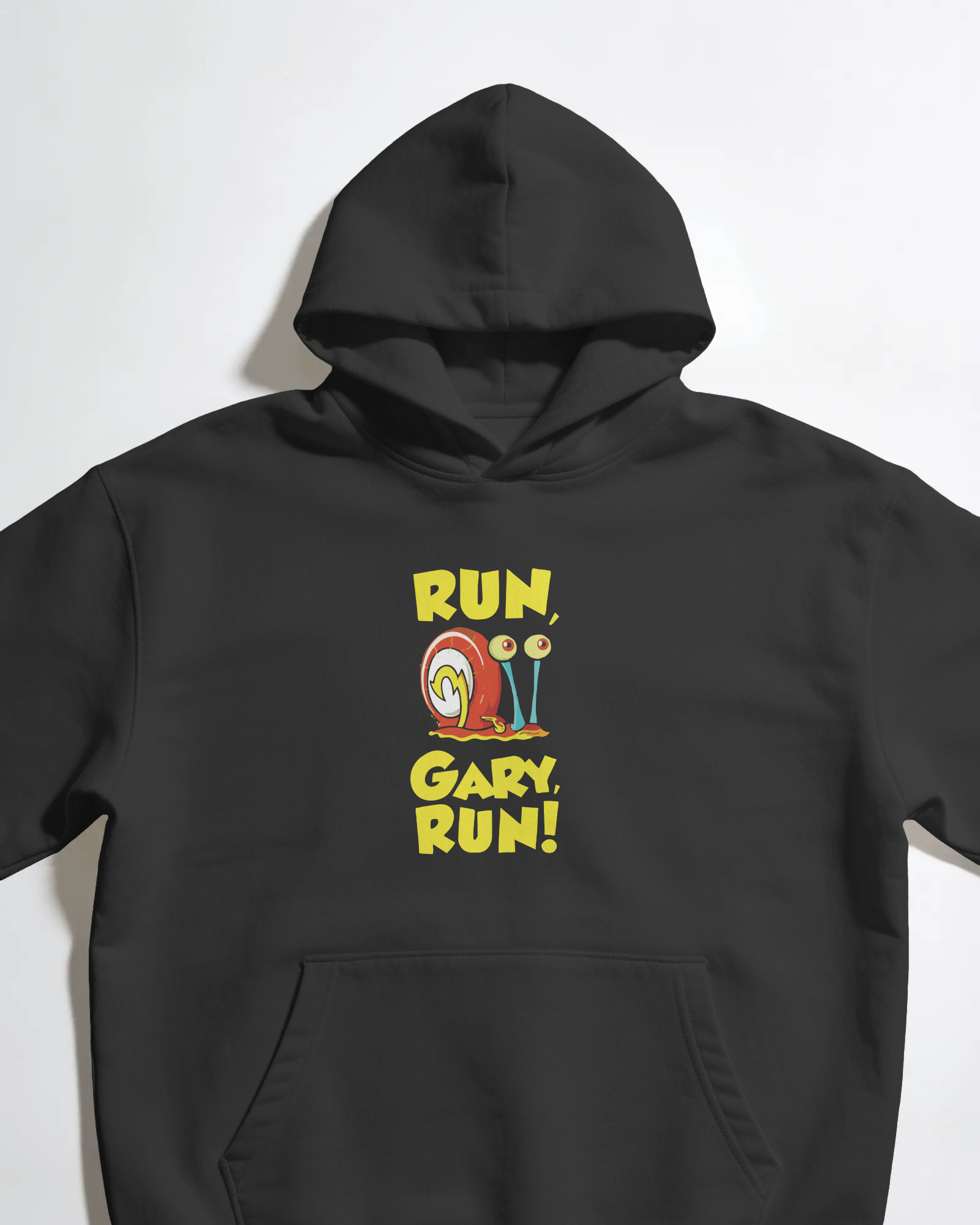 Run Gary Run Spongebob Unisex Siyah Kapüşonlu Sweatshirt