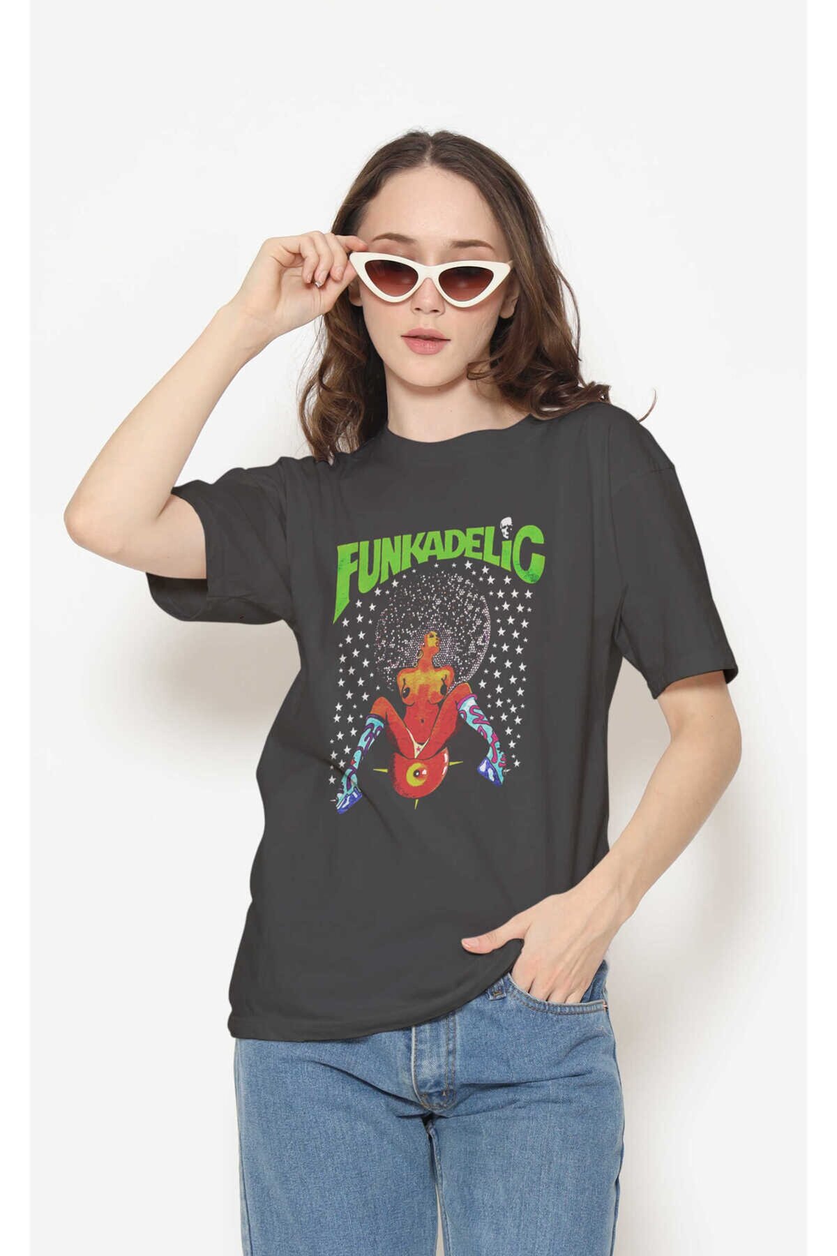Funkadelic Dijital Baskı Siyah Unisex Tişört