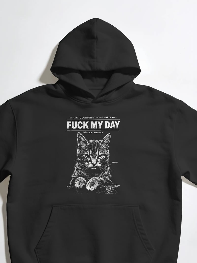F*ck My Day Siyah Kapüşonlu Sweatshirt
