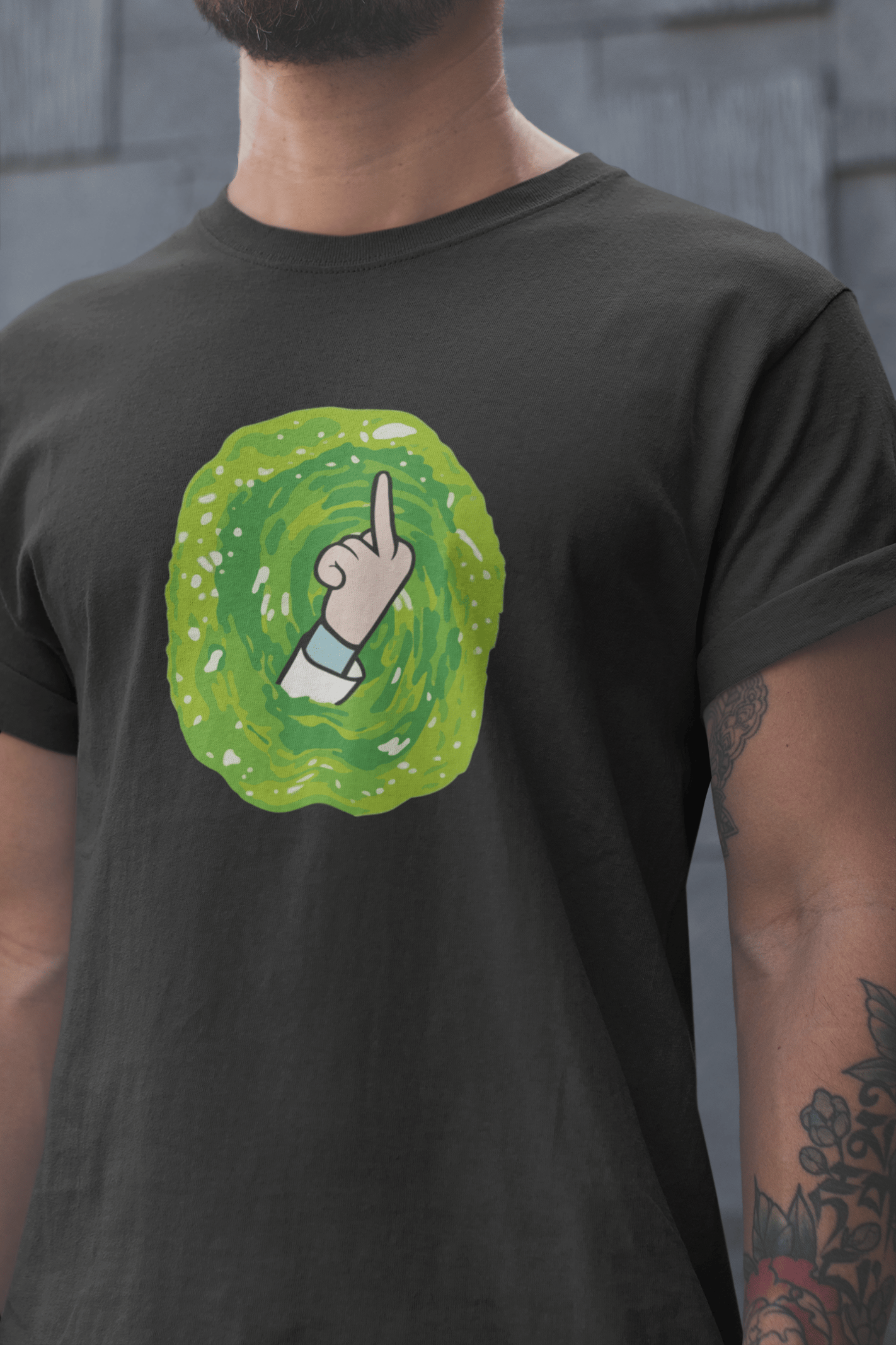 Rick and Morty Unisex Siyah Tişört